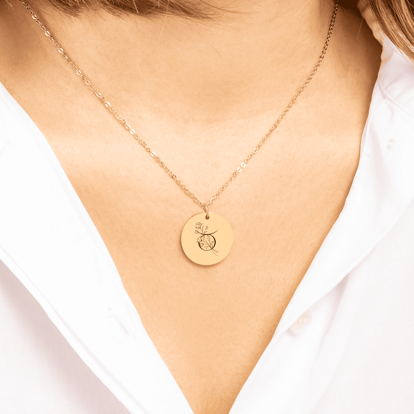 Taurus Floral Zodiac Sign Necklace