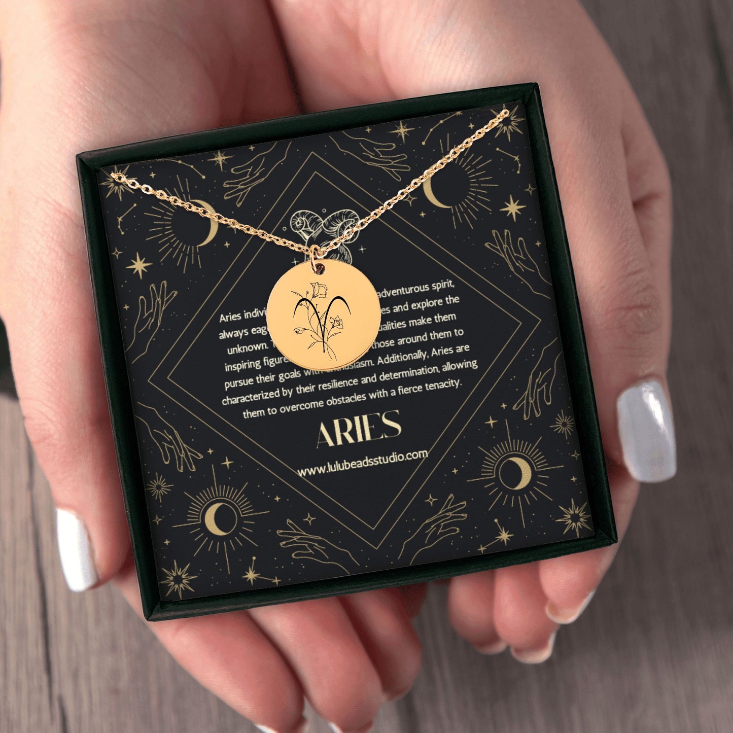 Aries Floral Zodiac Sign Necklace