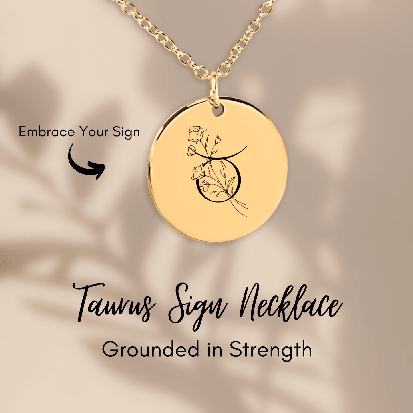 Taurus Floral Zodiac Sign Necklace