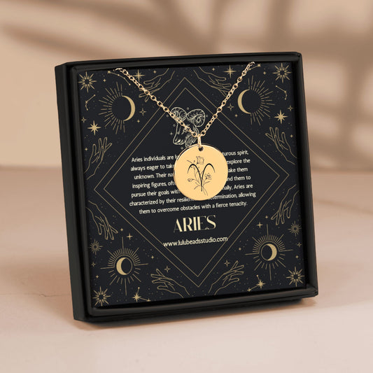 Aries Floral Zodiac Sign Necklace