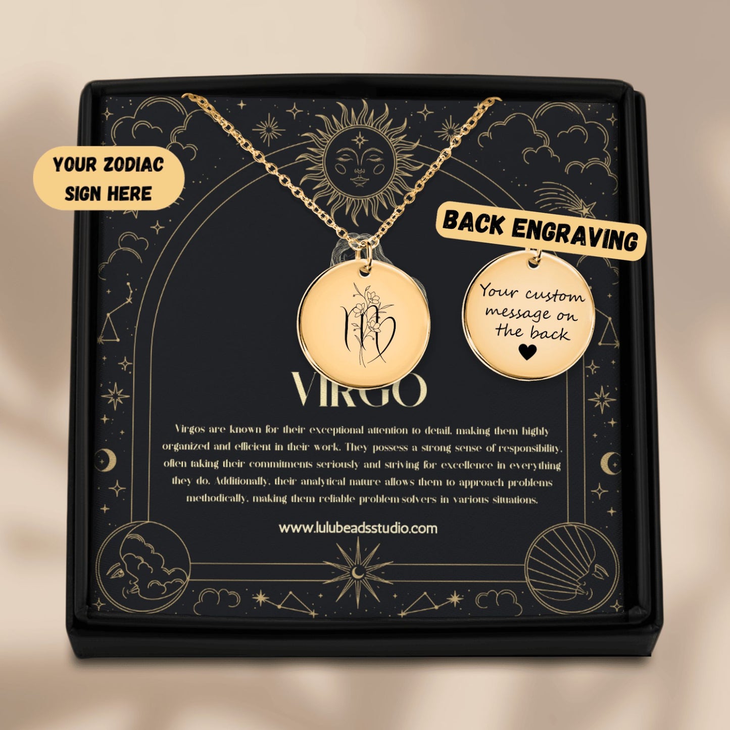 Virgo Floral Zodiac Sign Necklace