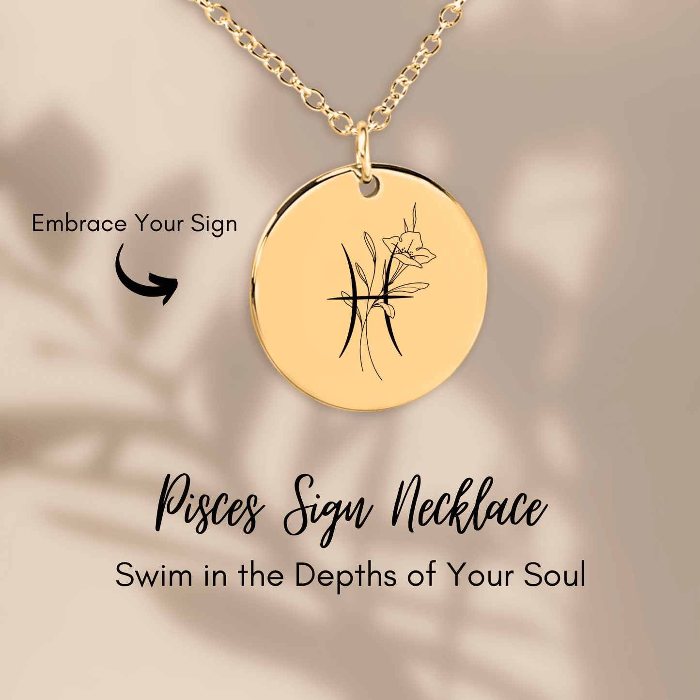 Pisces Floral Zodiac Sign Necklace