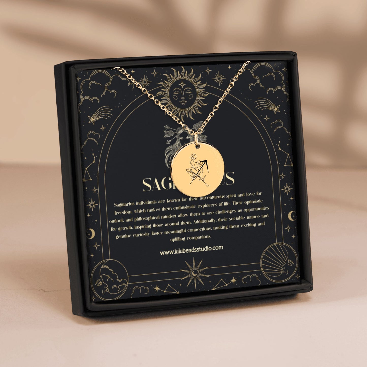 Sagittarius Floral Zodiac Sign Necklace