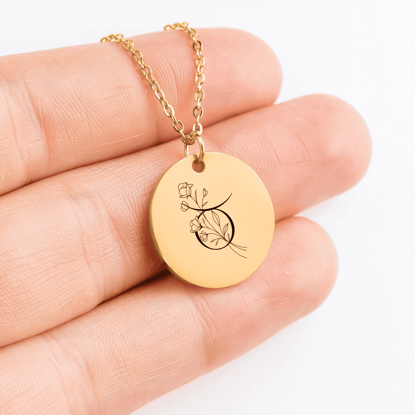 Taurus Floral Zodiac Sign Necklace