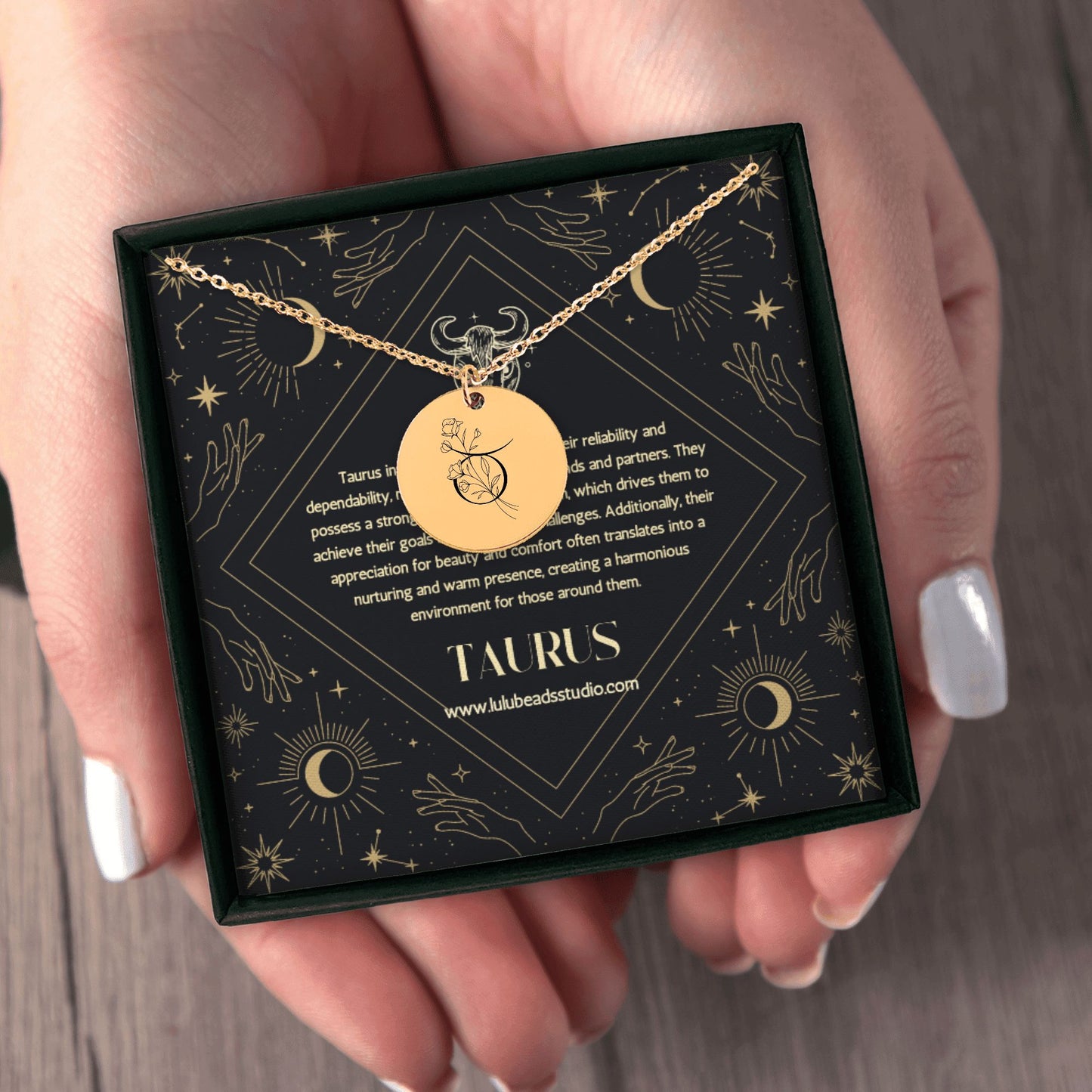 Taurus Floral Zodiac Sign Necklace