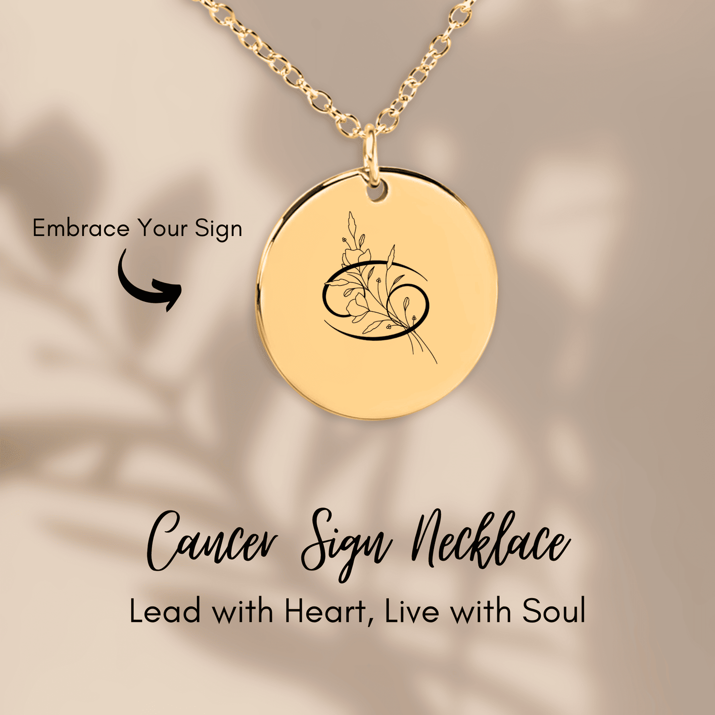 Cancer Floral Zodiac Sign Necklace