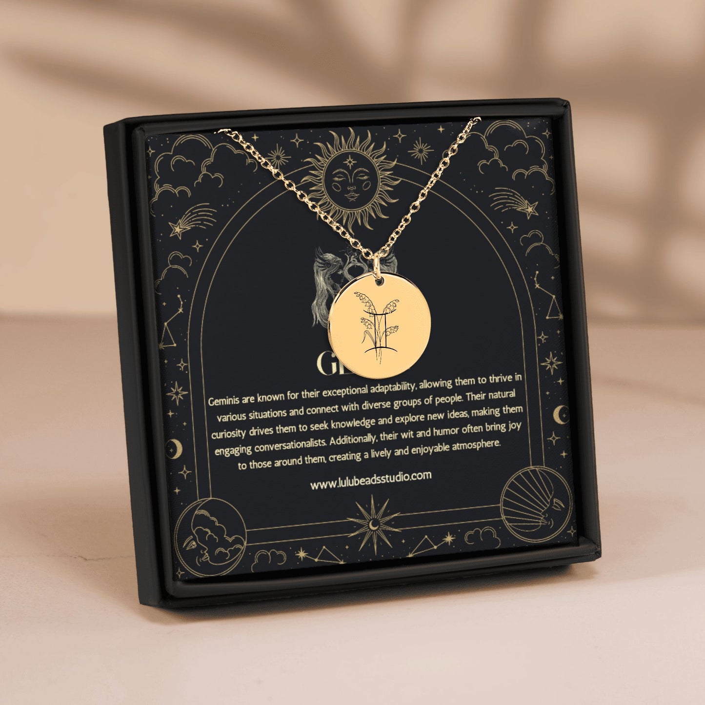 Gemini Floral Zodiac Sign Necklace