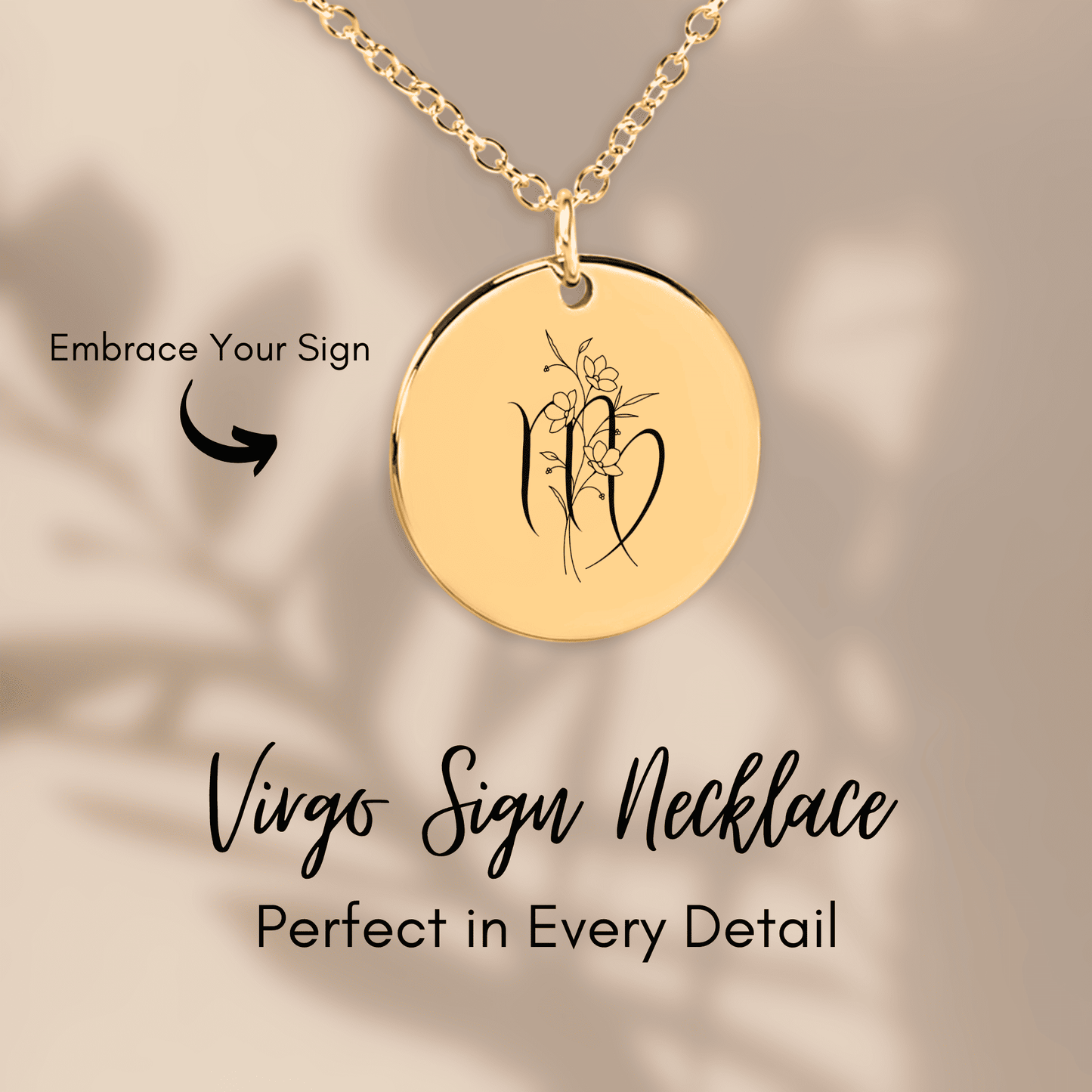 Virgo Floral Zodiac Sign Necklace