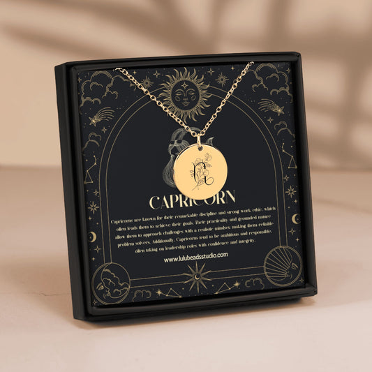 Capricorn Floral Zodiac Sign Necklace