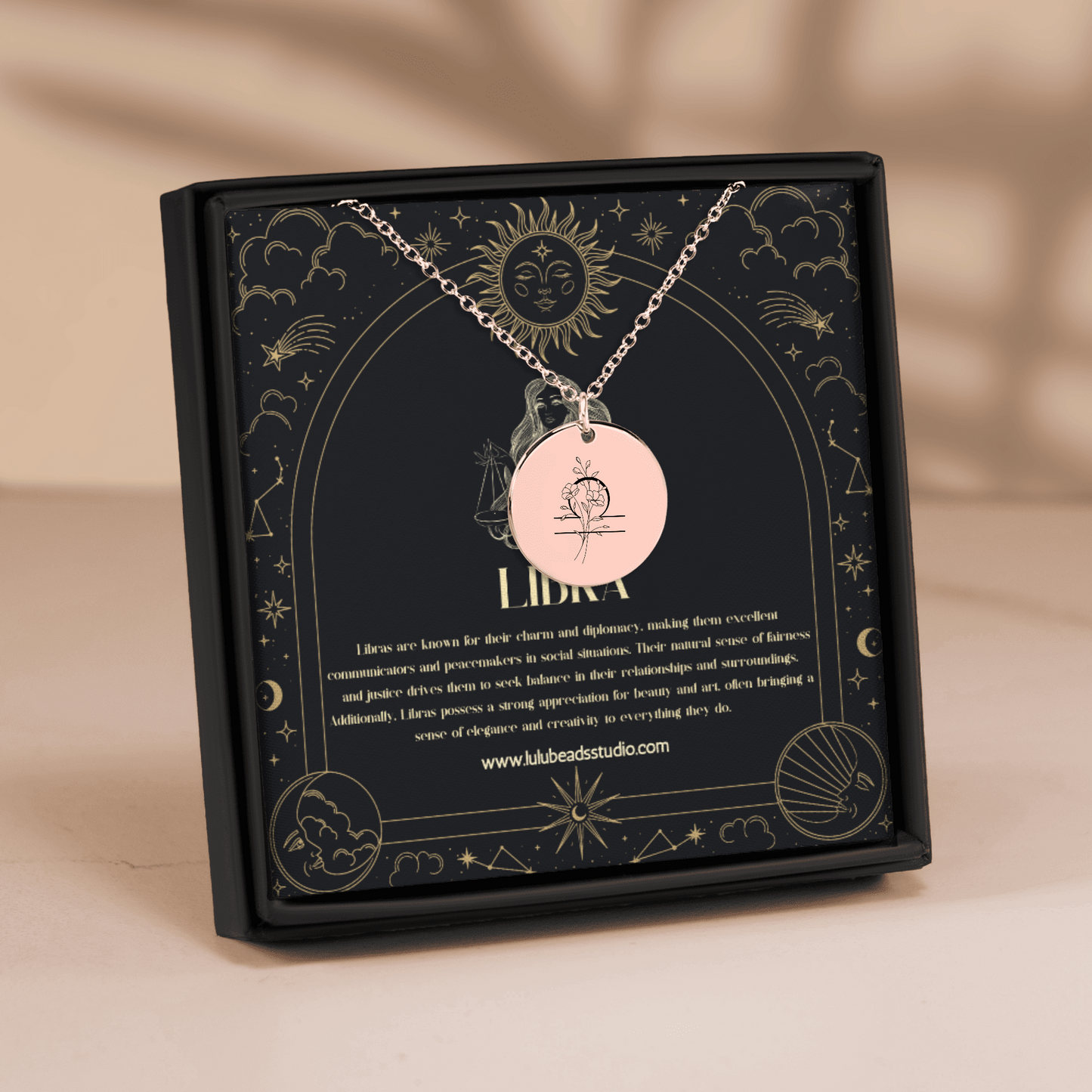 Libra Floral Zodiac Sign Necklace