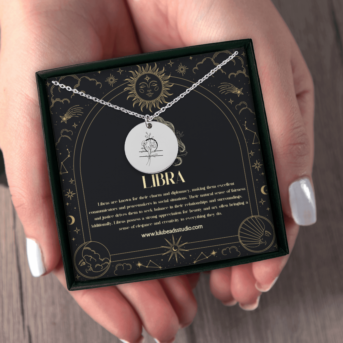 Libra Floral Zodiac Sign Necklace