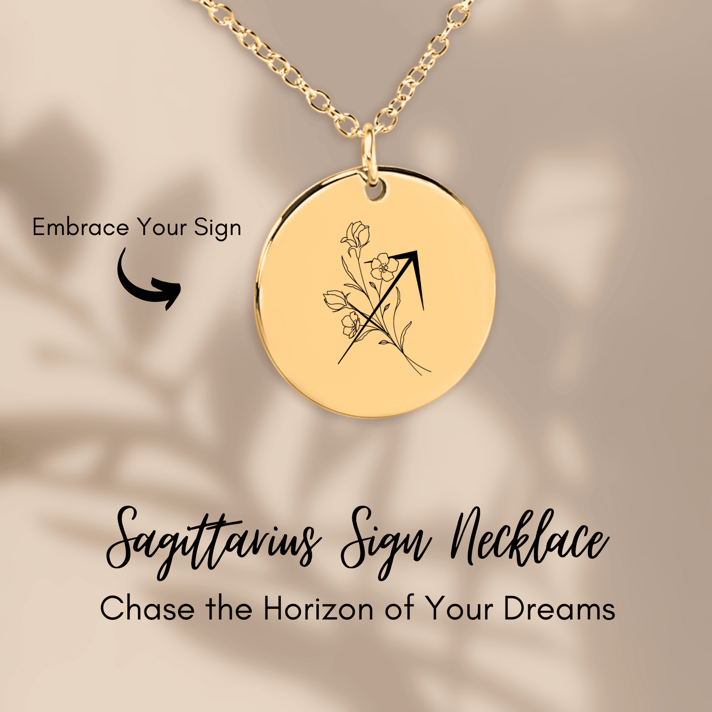 Sagittarius Floral Zodiac Sign Necklace