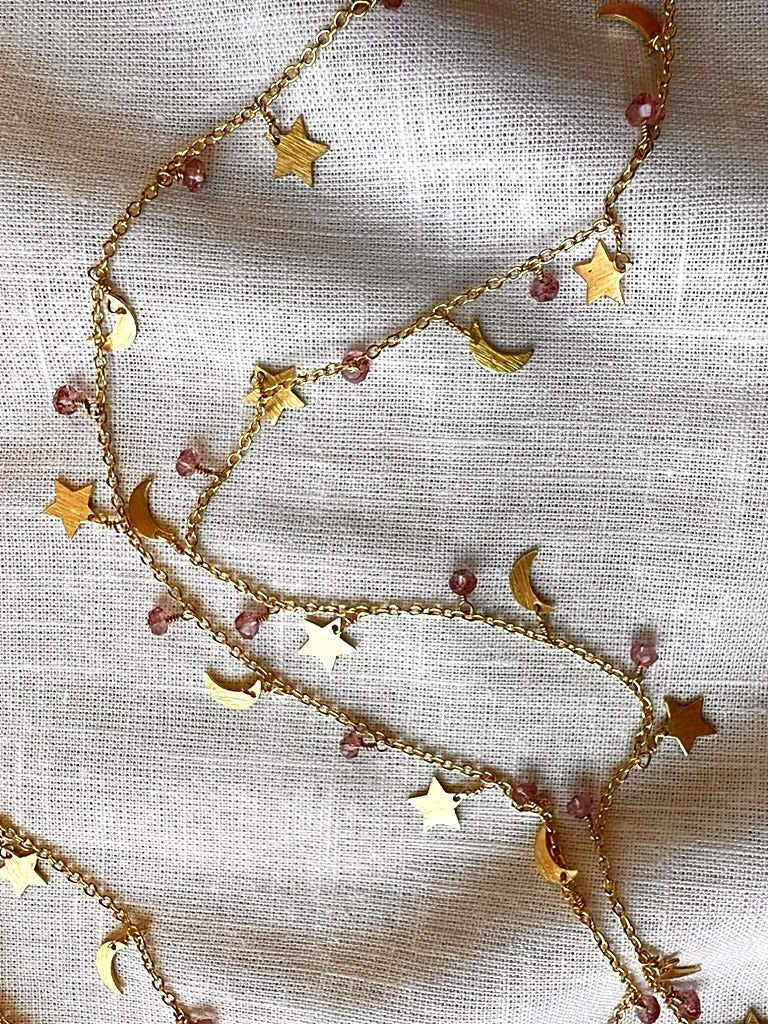 Celestial Potion Necklace with Rose Quartz and Pink Tourmaline