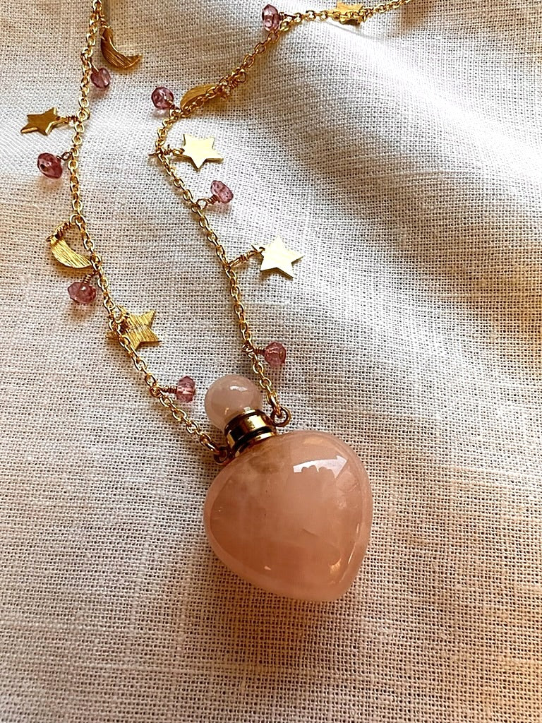 Celestial Potion Necklace with Rose Quartz and Pink Tourmaline