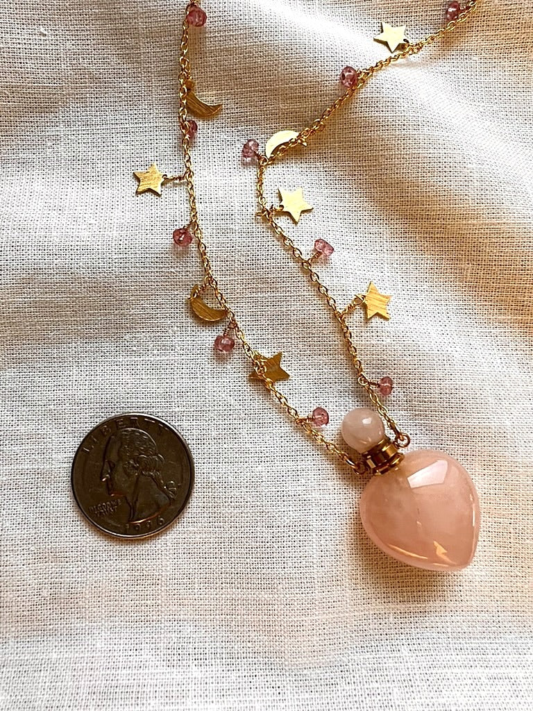 Celestial Potion Necklace with Rose Quartz and Pink Tourmaline
