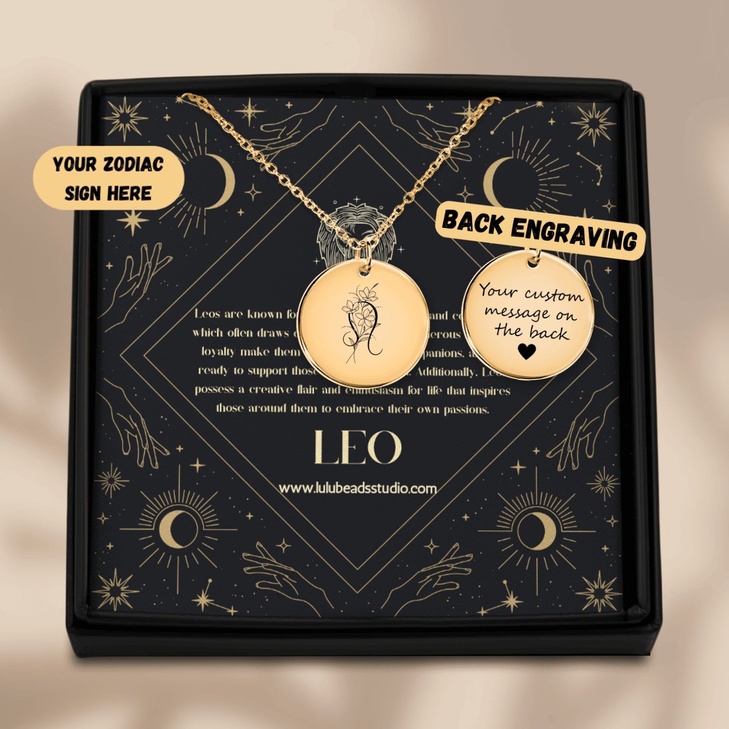 Leo Floral Zodiac Sign Necklace