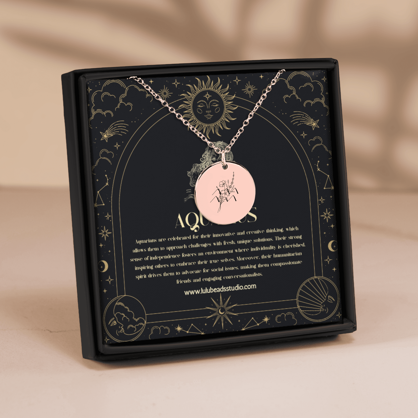 Aquarius Floral Zodiac Sign Necklace