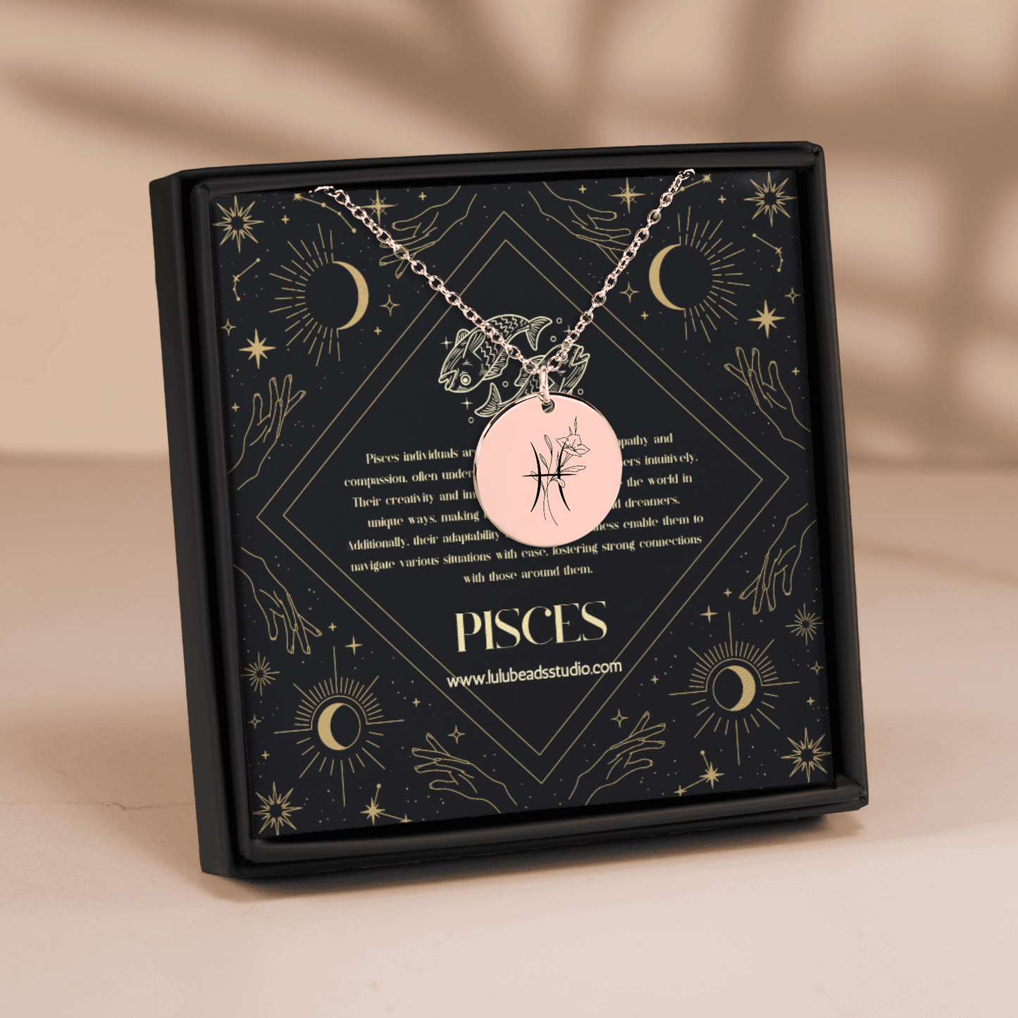 Pisces Floral Zodiac Sign Necklace