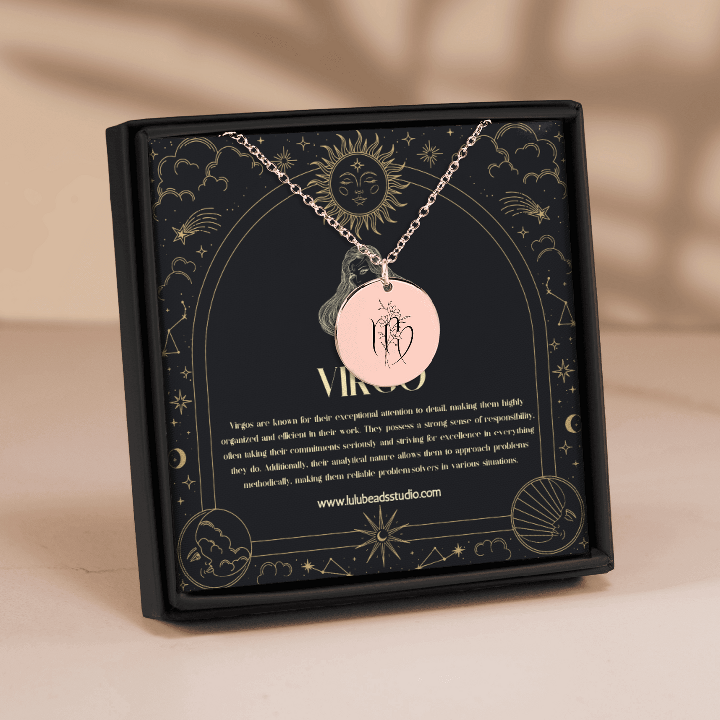 Virgo Floral Zodiac Sign Necklace