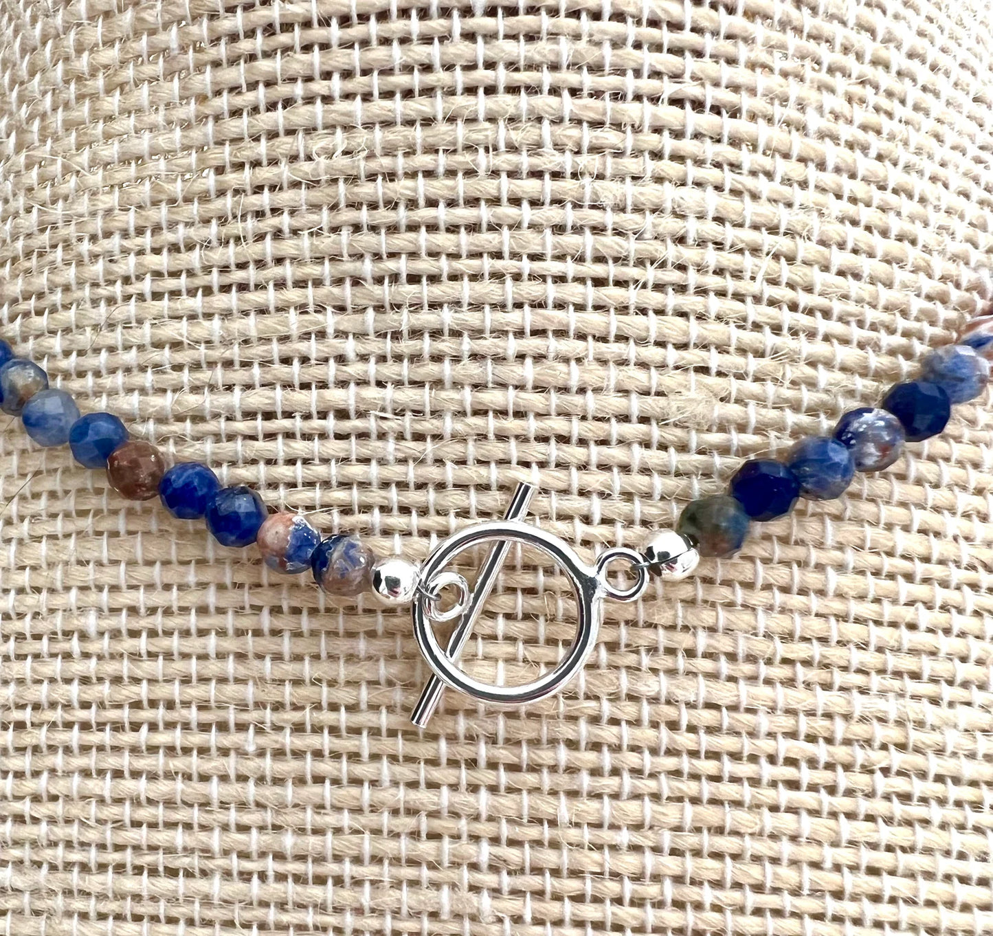 Painted Dusk Necklace, Sodalite and Rutilated Quartz