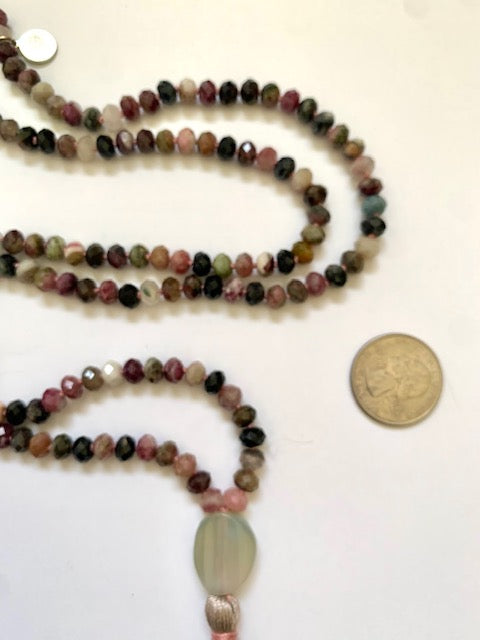 Mala Beads for Compassion and Understanding, Tourmaline, Mother of Pearl