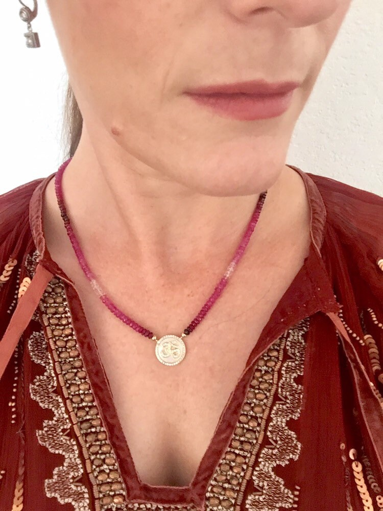 Ruby and Pink Sapphire Ombre' OM Necklace