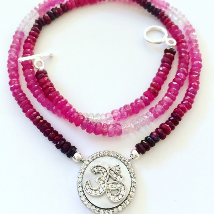 Ruby and Pink Sapphire Ombre' OM Necklace