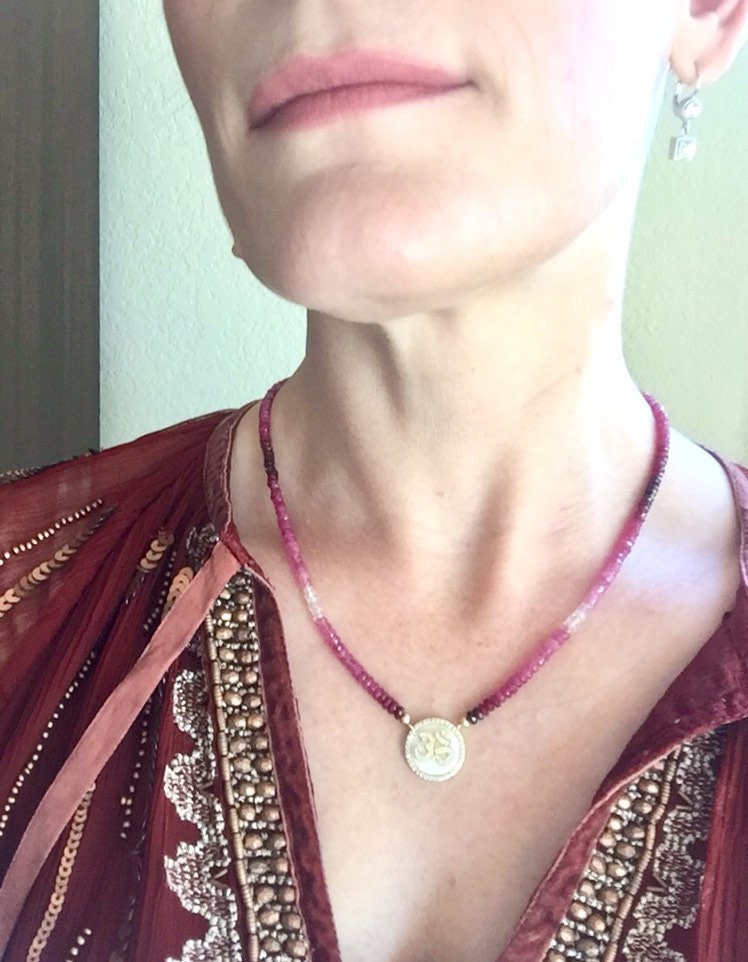 Ruby and Pink Sapphire Ombre' OM Necklace