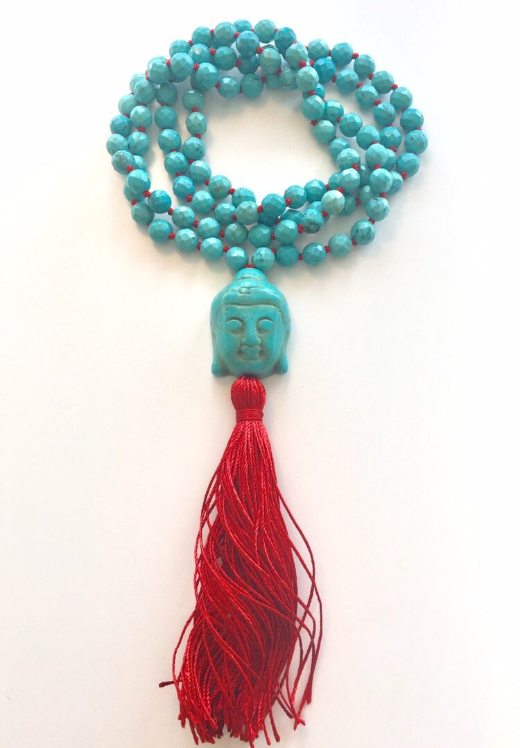 The Sacred Buddha Mala for Good Vibrations, Magnesite Turquoise
