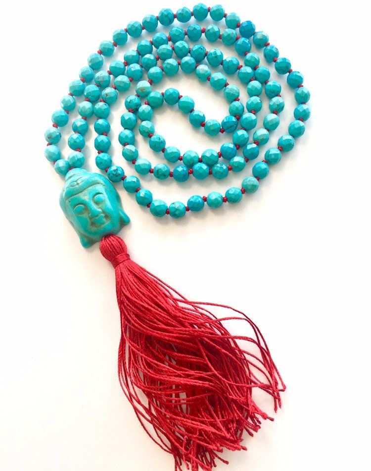 The Sacred Buddha Mala for Good Vibrations, Magnesite Turquoise